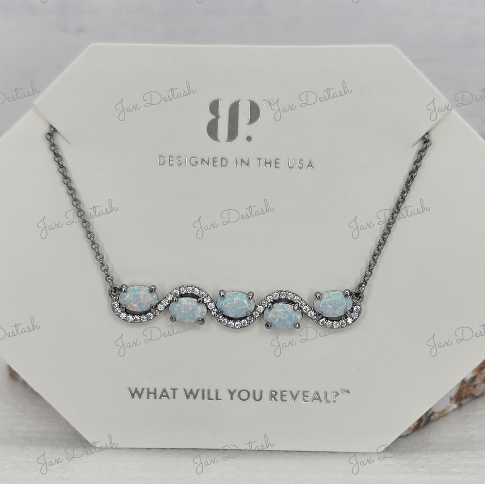 Opal Wave Necklace with Crystalline Accents